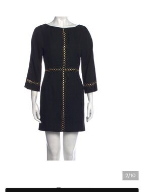TAMARA MELLON | Gold Studded Little Black Dress Size 8 Edgy Chic